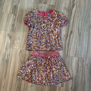 Multicolor Sequin Top and Skirt Set